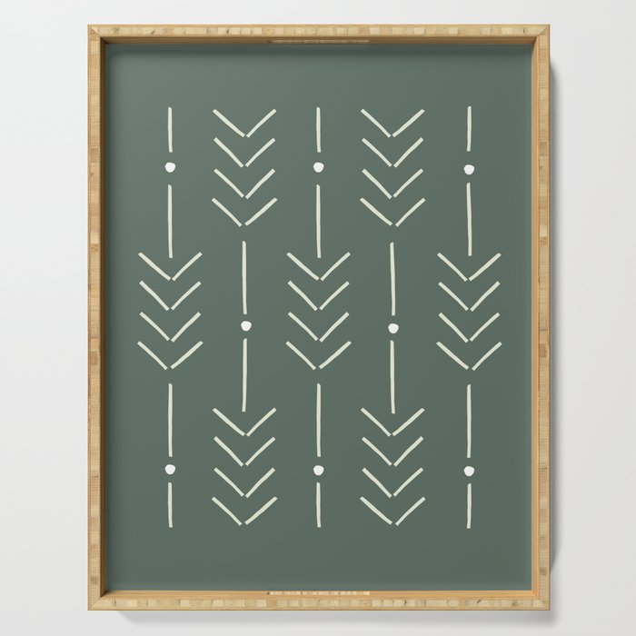 Arrow Lines Pattern in Forest Sage Green 2 Serving Tray Gallery Image 1