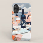 Lunch in Italy, Travel Italian Marble Abstract, Landscape Blush Indigo Texture, Wine Cheese Boho Food Table, Architecture Buildings Graphic Eclectic Painting iPhone Case Gallery Image 1