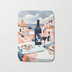 Lunch in Italy, Travel Italian Marble Abstract, Landscape Blush Indigo Texture, Wine Cheese Boho Food Table, Architecture Buildings Graphic Eclectic Painting Bath Mat Gallery Image 1