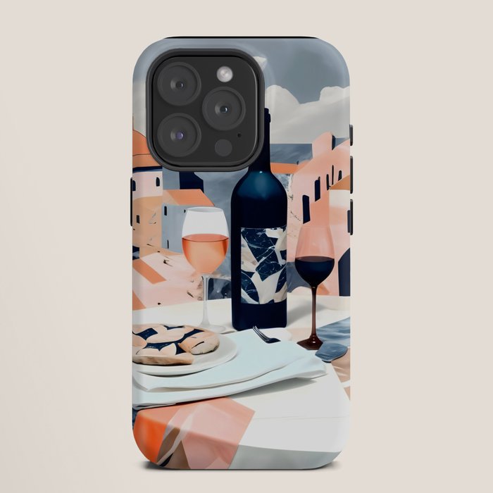 Lunch in Italy, Travel Italian Marble Abstract, Landscape Blush Indigo Texture, Wine Cheese Boho Food Table, Architecture Buildings Graphic Eclectic Painting iPhone Case Gallery Image 11