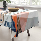 Lunch in Italy, Travel Italian Marble Abstract, Landscape Blush Indigo Texture, Wine Cheese Boho Food Table, Architecture Buildings Graphic Eclectic Painting Tablecloth Gallery Image 3