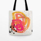Mid Century Modern Abstract Colorful Art Ombre Magenta Yellow Circles Raindrops Geometric Pattern Tote Bag Gallery Image 1