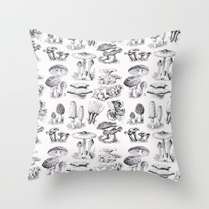 Mushroom Collection Throw Pillow Gallery Image 1
