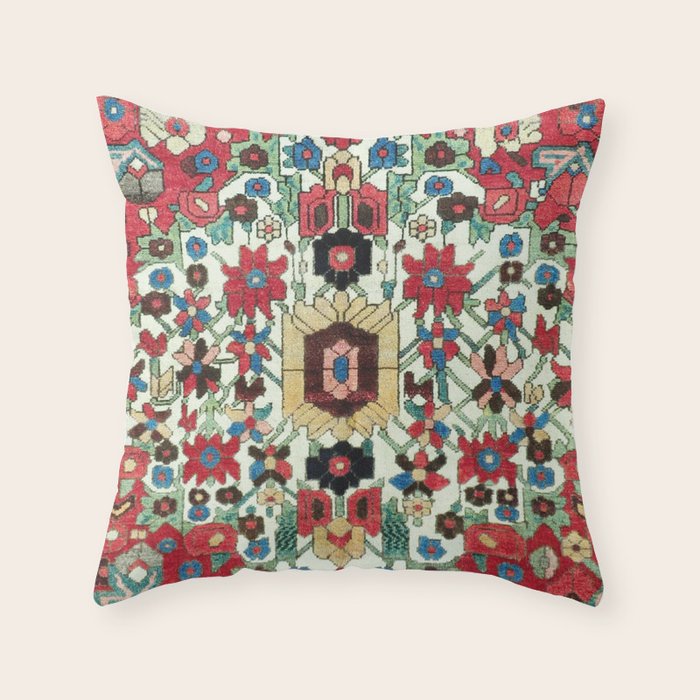Antique Persian Bakhtiari Rug Print Throw Pillow Gallery Image 1
