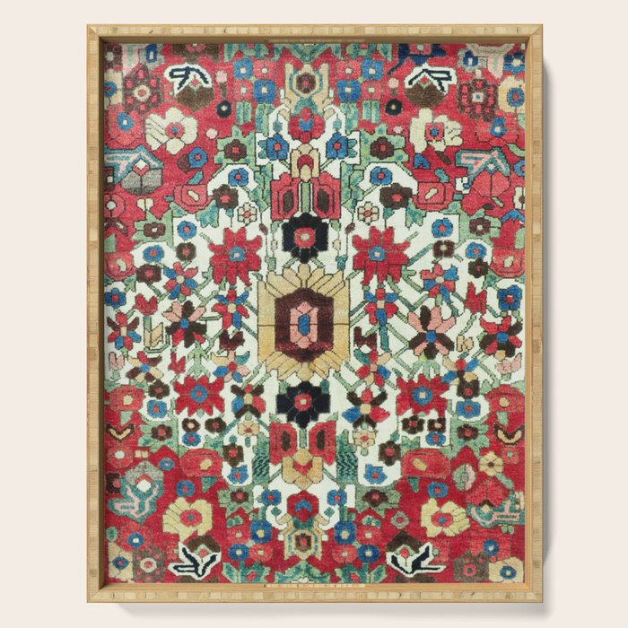 Antique Persian Bakhtiari Rug Print Serving Tray Gallery Image 1