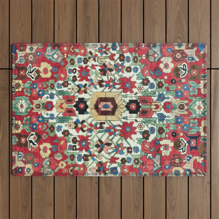 Antique Persian Bakhtiari Rug Print Outdoor Rug Gallery Image 1