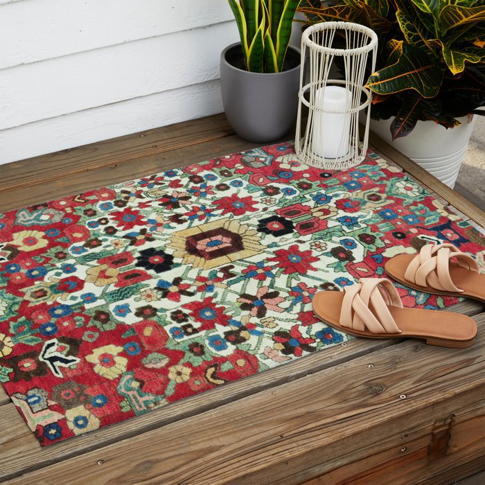 Antique Persian Bakhtiari Rug Print Outdoor Rug Gallery Image 2