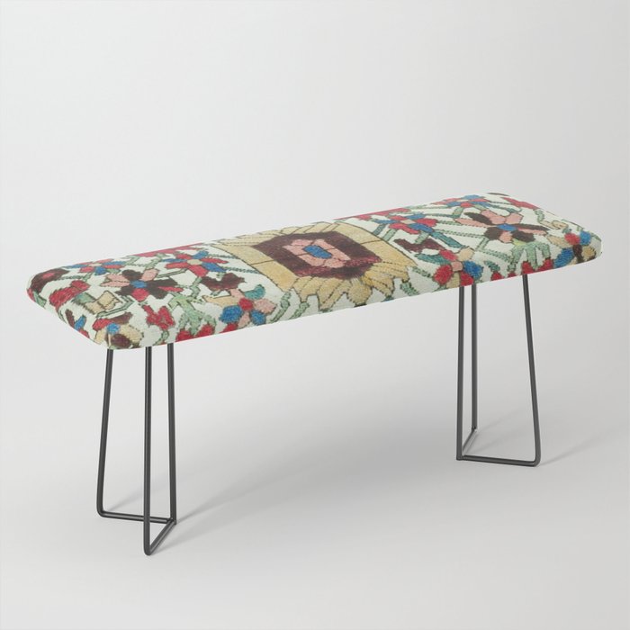 Antique Persian Bakhtiari Rug Print Bench Gallery Image 1