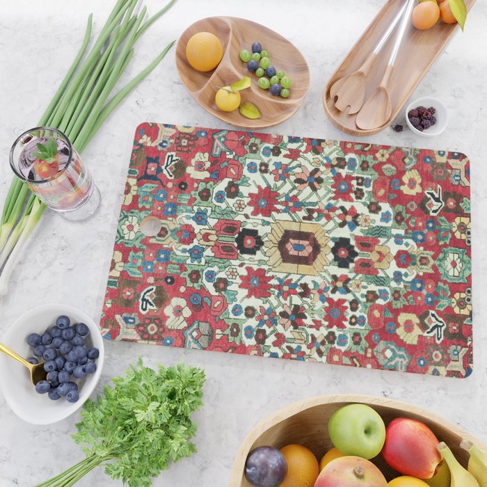 Antique Persian Bakhtiari Rug Print Cutting Board Gallery Image 2