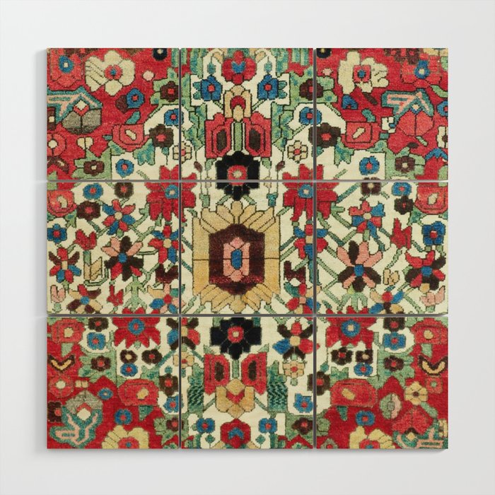 Antique Persian Bakhtiari Rug Print Wood Wall Art Gallery Image 1