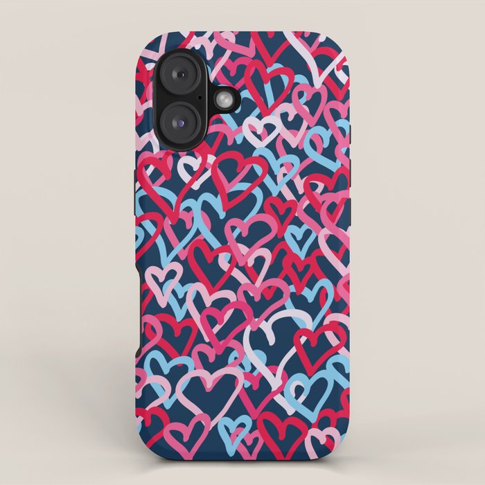 Colorful  Hearts - Graffiti Style iPhone Case