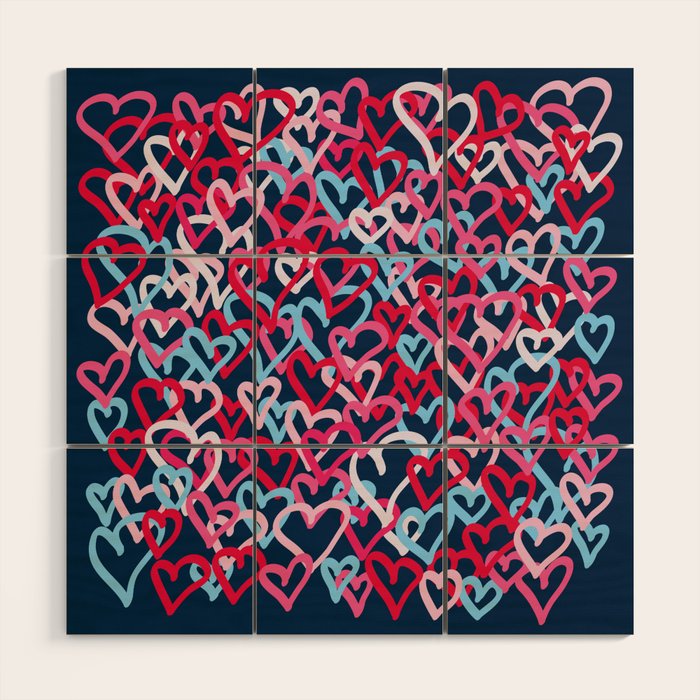 Colorful  Hearts - Graffiti Style Wood Wall Art Gallery Image 1
