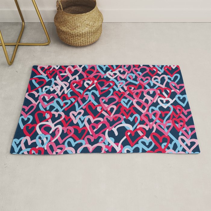 Colorful  Hearts - Graffiti Style Rug Gallery Image 1