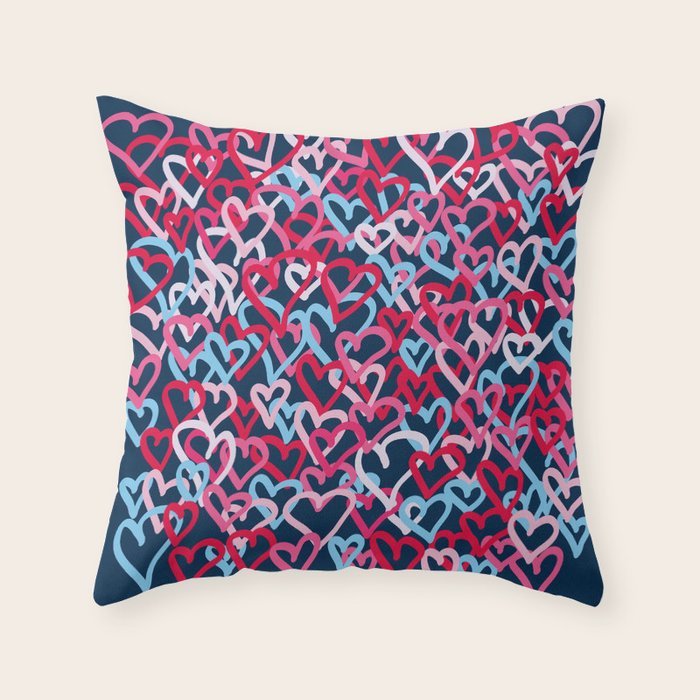 Colorful  Hearts - Graffiti Style Throw Pillow Gallery Image 6