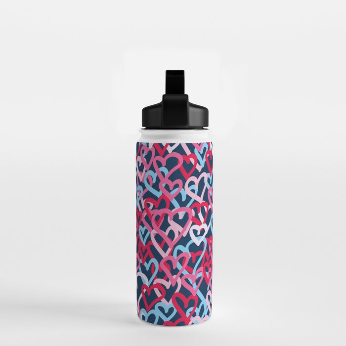Colorful  Hearts - Graffiti Style Water Bottle Gallery Image 2