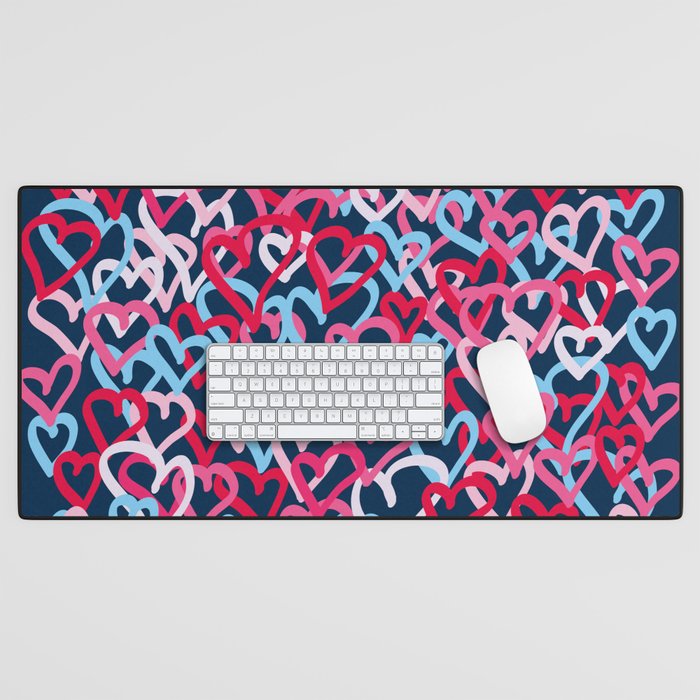 Colorful  Hearts - Graffiti Style Desk Mat Gallery Image 1