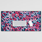 Colorful  Hearts - Graffiti Style Desk Mat Gallery Image 1