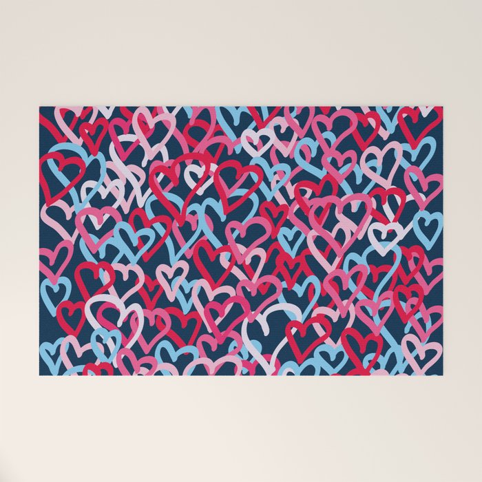 Colorful  Hearts - Graffiti Style Welcome Mat Gallery Image 1