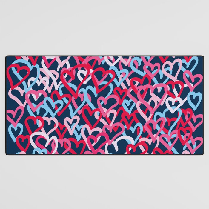 Colorful  Hearts - Graffiti Style Desk Mat Gallery Image 3