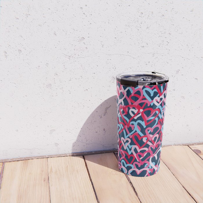 Colorful  Hearts - Graffiti Style Travel Mug Gallery Image 4