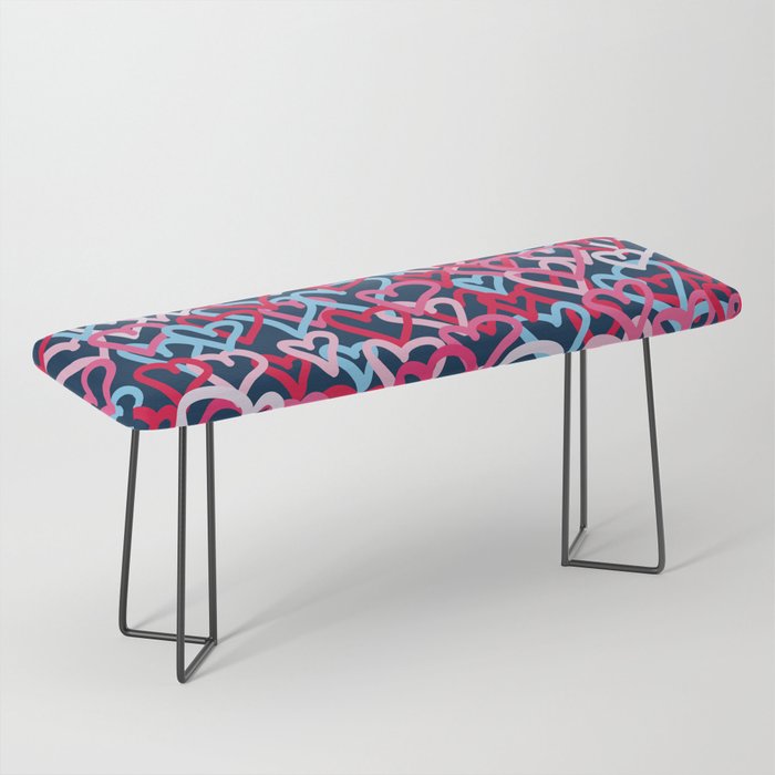 Colorful  Hearts - Graffiti Style Bench Gallery Image 1