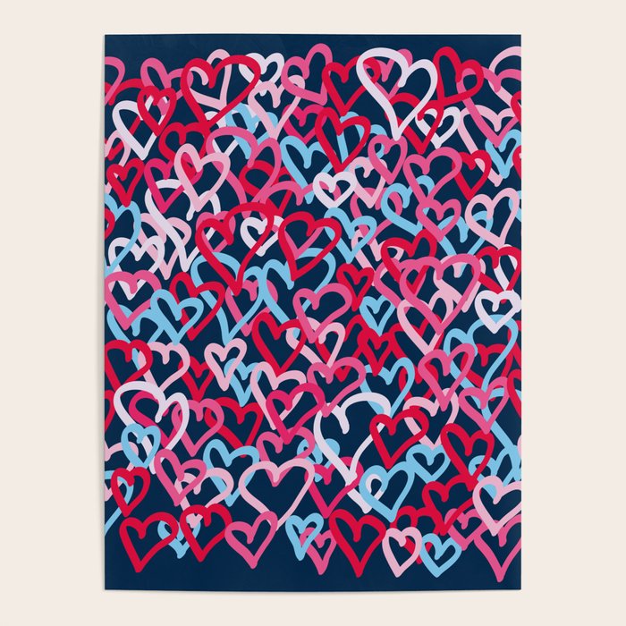 Colorful  Hearts - Graffiti Style Poster Gallery Image 1