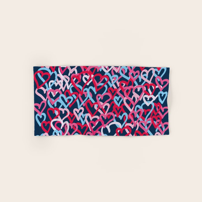 Colorful  Hearts - Graffiti Style Bath Towel Gallery Image 1
