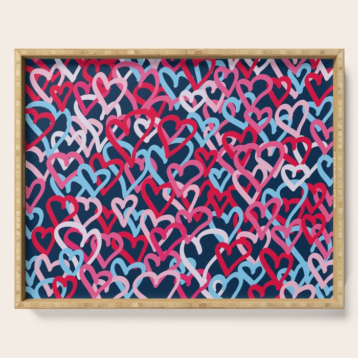 Colorful  Hearts - Graffiti Style Serving Tray Gallery Image 1