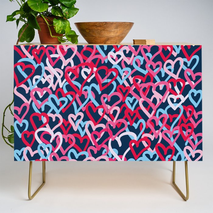 Colorful  Hearts - Graffiti Style Credenza Gallery Image 1