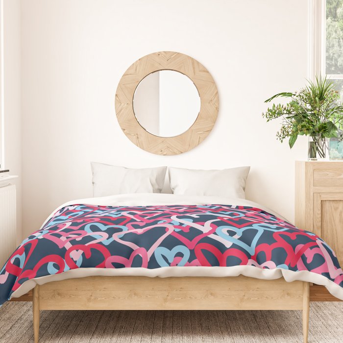 Colorful  Hearts - Graffiti Style Duvet Cover Gallery Image 3