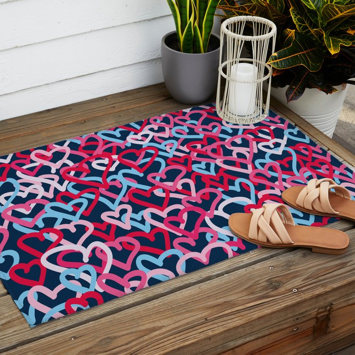 Colorful  Hearts - Graffiti Style Outdoor Rug Gallery Image 2