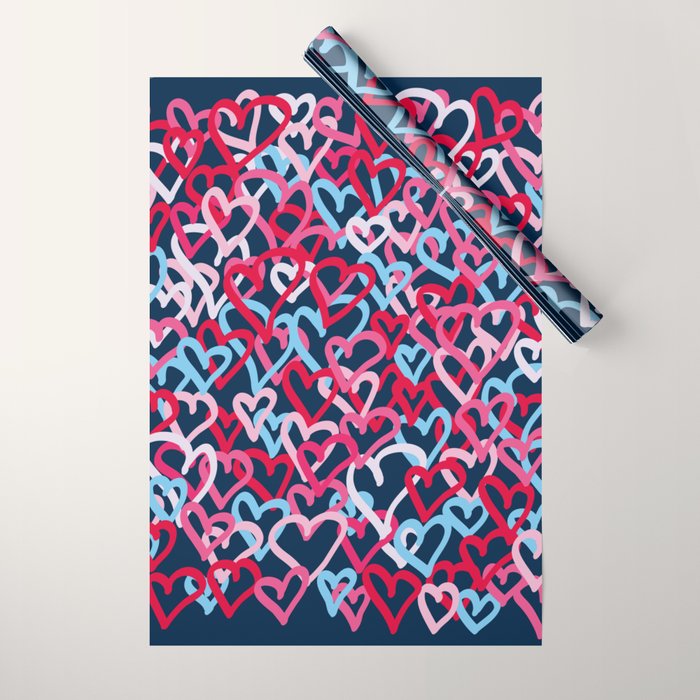 Colorful  Hearts - Graffiti Style Wrapping Paper Gallery Image 1