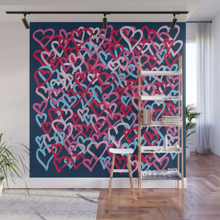 Colorful  Hearts - Graffiti Style Wall Mural Gallery Image 1