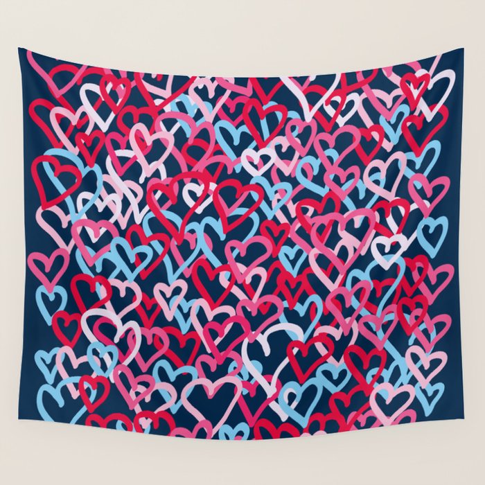 Colorful  Hearts - Graffiti Style Wall Tapestry Gallery Image 4