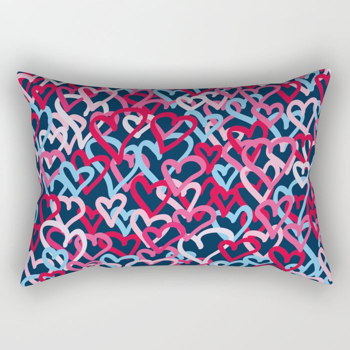Colorful  Hearts - Graffiti Style Rectangular Pillow Gallery Image 2