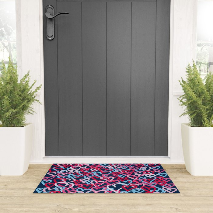 Colorful  Hearts - Graffiti Style Welcome Mat Gallery Image 3