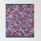 Colorful  Hearts - Graffiti Style Throw Blanket Gallery Image 2
