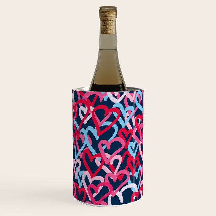 Colorful  Hearts - Graffiti Style Wine Chiller Gallery Image 1