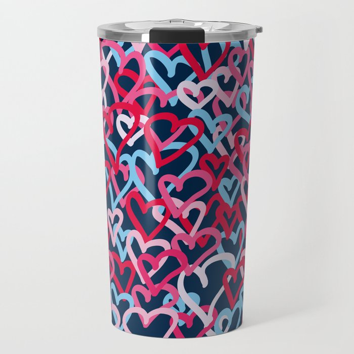 Colorful  Hearts - Graffiti Style Travel Mug Gallery Image 1