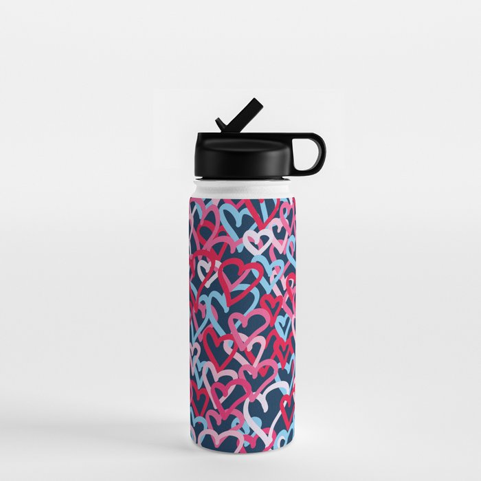 Colorful  Hearts - Graffiti Style Water Bottle Gallery Image 1