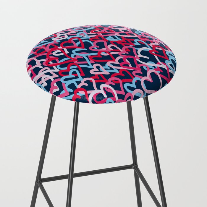 Colorful  Hearts - Graffiti Style Stool Gallery Image 2