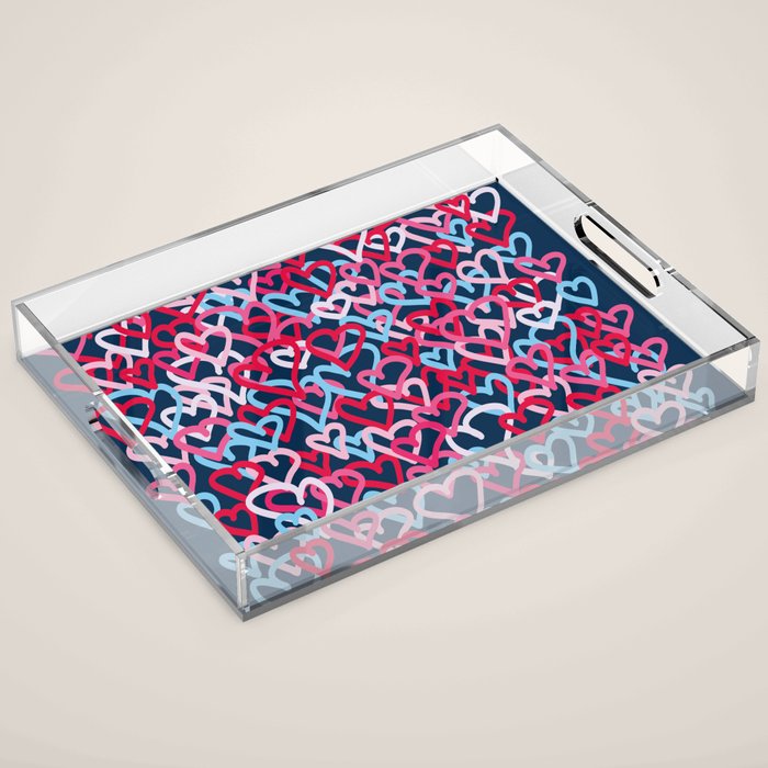 Colorful  Hearts - Graffiti Style Acrylic Tray Gallery Image 1