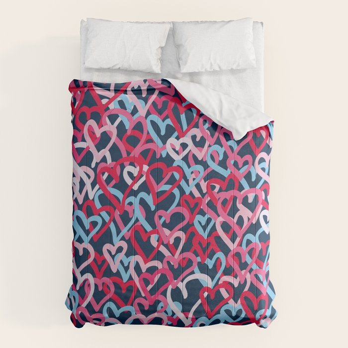 Colorful  Hearts - Graffiti Style Comforter Gallery Image 1