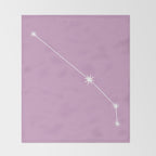 Aries Zodiac Star Constellation Line Art Pastel Lilac Throw Blanket Gallery Image 2