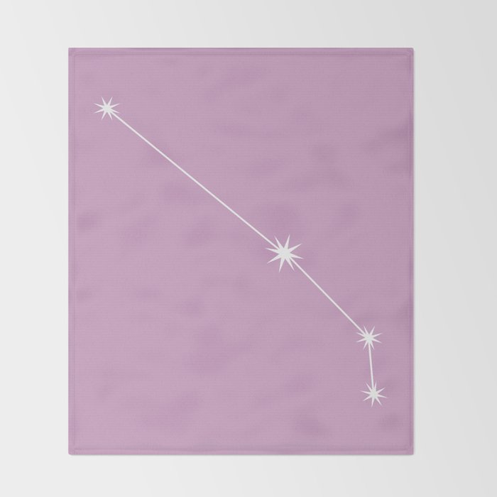 Aries Zodiac Star Constellation Line Art Pastel Lilac Throw Blanket Gallery Image 2