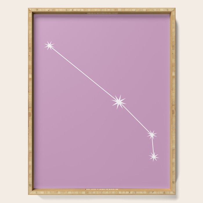 Aries Zodiac Star Constellation Line Art Pastel Lilac Serving Tray Gallery Image 1