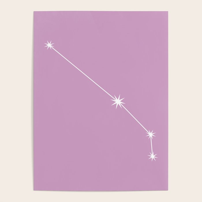 Aries Zodiac Star Constellation Line Art Pastel Lilac Poster Gallery Image 1