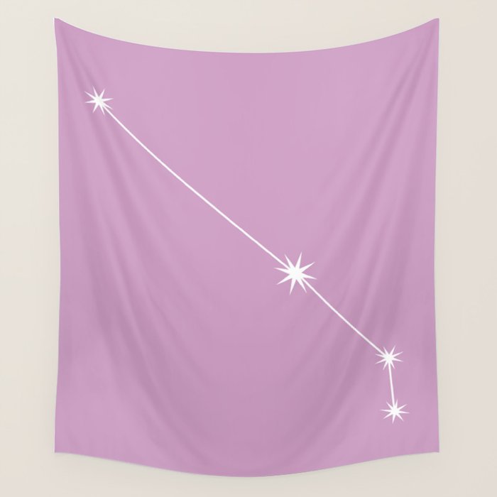 Aries Zodiac Star Constellation Line Art Pastel Lilac Wall Tapestry Gallery Image 4