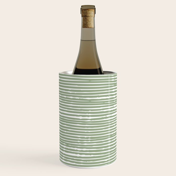 Abstract Stripes, Sage Green, Boho Wall Art Wine Chiller Gallery Image 1