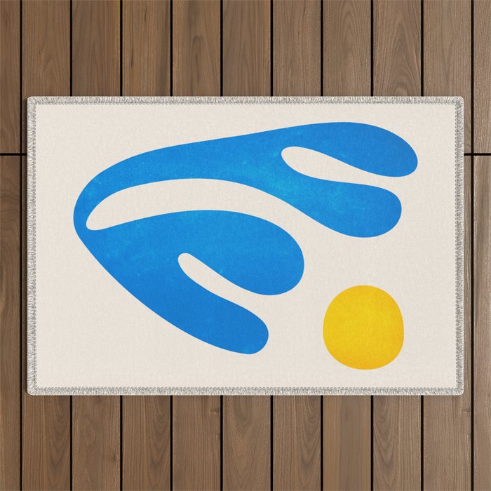 Blue Leaf & Sun: Matisse Paper Cutouts I Outdoor Rug Gallery Image 1